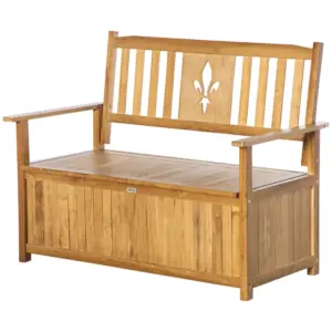 Best Two-Seater Wooden Storage Bench - Natural Finish