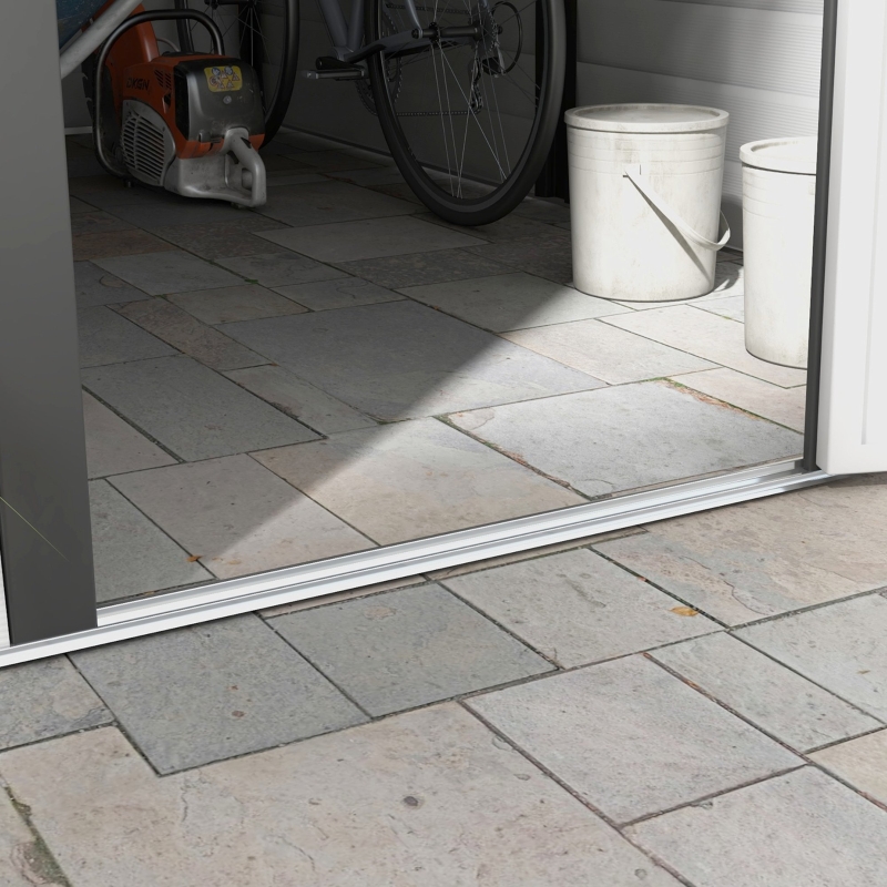 Best 9x 6FT Metal Outdoor Garden Shed, Galvanised Tool Storage Shed w/ Sloped Roof, Lockable Door for Patio Lawn, Dark Grey - Image 9