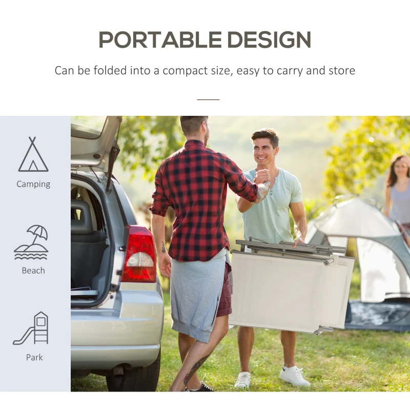 Best Sun Lounger Steel Frame Outdoor Folding Chaise Texteline Lounge Chair Recliner with Headrest & 7 Levels Adjustable Backrest, Cream White - Image 6