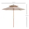 Best 2.7m Elegant Wooden Frame Parasol Umbrella - Beige - Image 3