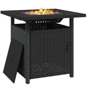 Best 72.5 x 72.5cm 50,000 BTU Fire Pit Table, with Cover - Black