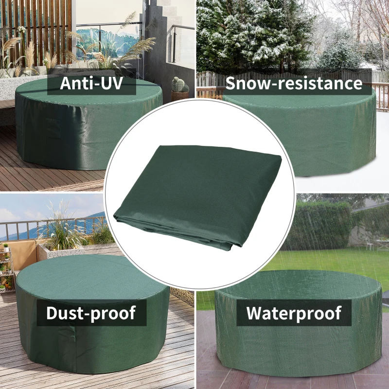 Best Garden Patio Large Furniture Set Round Cover 600D Oxford Waterproof, Ф193 x 80H cm, Green - Image 4