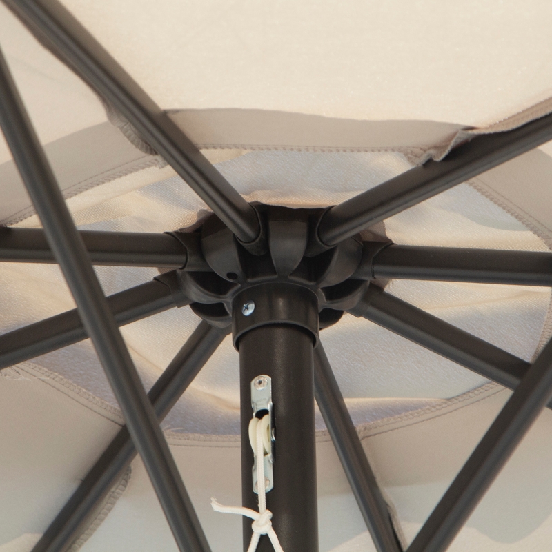 Best 3(m) Tilting Parasol Garden Umbrellas, Outdoor Sun Shade with 8 Ribs, Tilt and Crank Handle for Balcony, Bench, Garden, Light Grey - Image 9