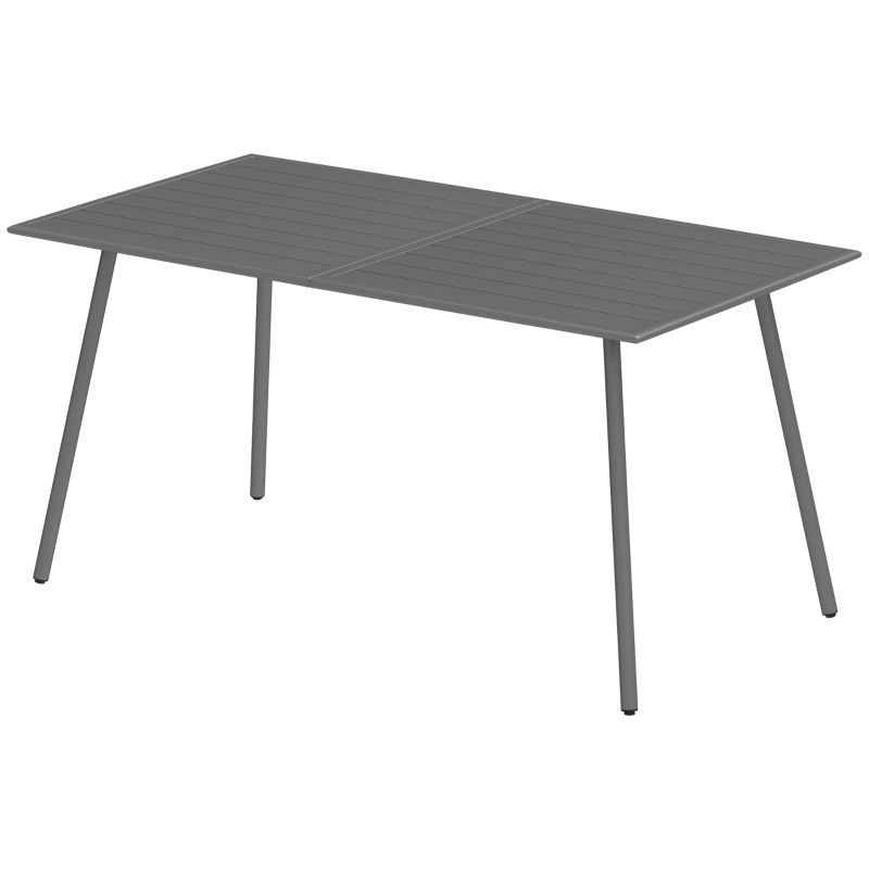 Best Rectangle Garden Table with Slat Top, Steel Frame, Outdoor Table for 6 Person, 150 x 80 x 74 cm, Grey - Image 11