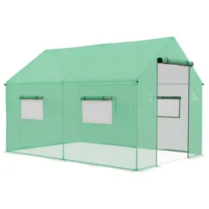 Best Polyethylene Walk-in Polytunnel Greenhouse, 2 x 3(m), Green