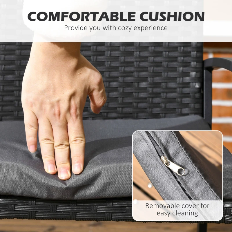 Best Five-Piece Garden Dining Set, with Rattan Seat Chairs and Cushions - Black - Image 6