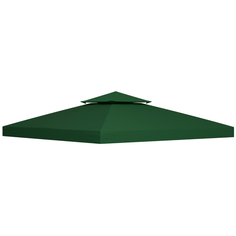 Best 3(m) Gazebo Top Cover Double Tier Canopy Replacement Pavilion Roof Dark Green