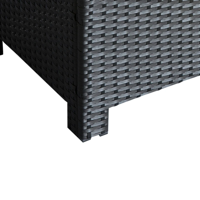 Best PE Rattan Coffee Table, Rectangular Outdoor Coffee Table with Tempered Glass Top, 70 KG Capacity for Garden, Balcony, Terrace, Patio, Black - Image 7