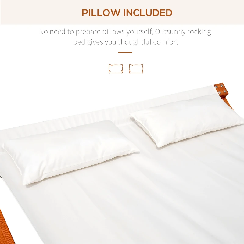 Best Garden Day Rocking Bed Sun Lounger Patio Furniture Hammock With Pillows Wood - Image 6