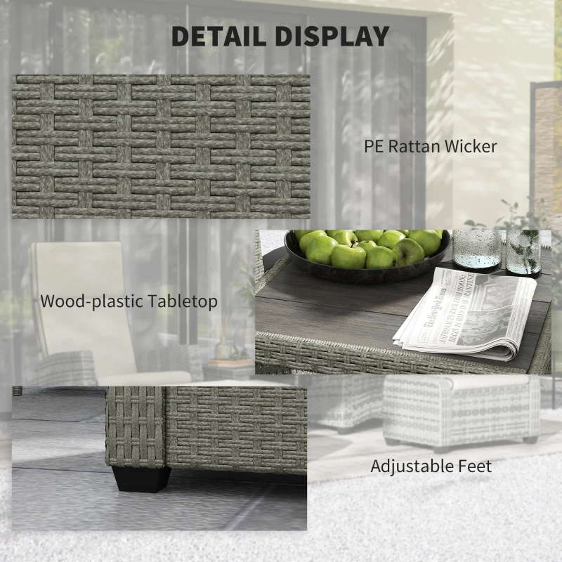 Best 5-Piece Rattan Garden Furniture Set with Cushions - Charcoal Grey - Image 7