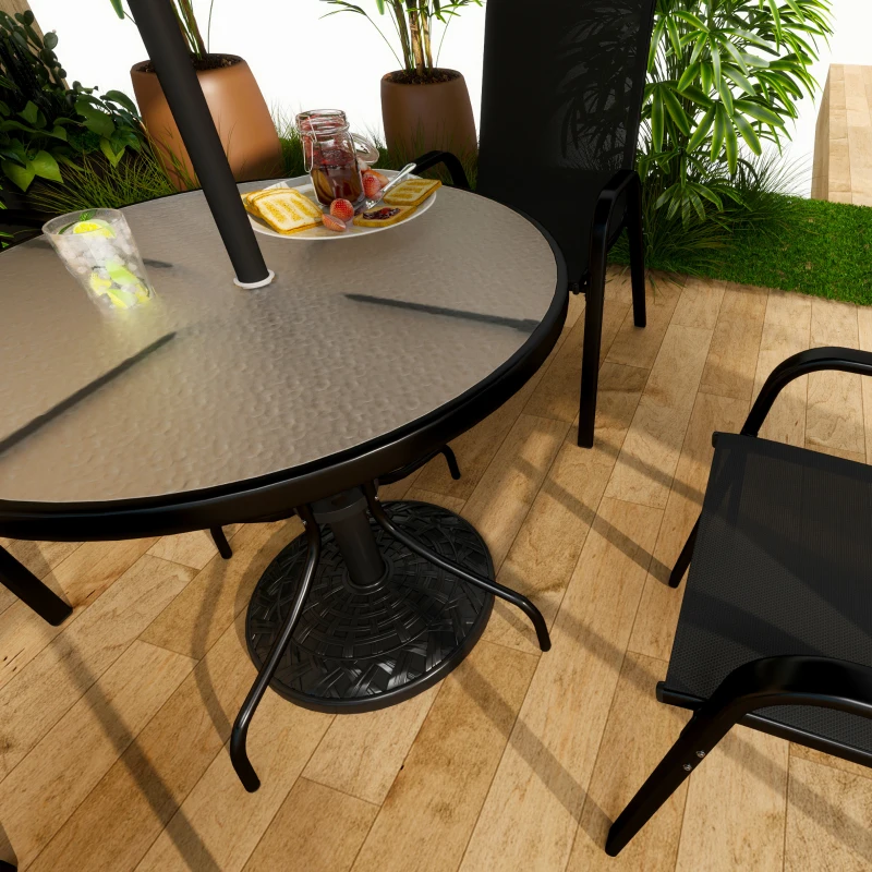 Best 12kg Garden Parasol Base, Round Resin Garden Umbrella Base, Heavy Duty Parasol Stand for 38mm or 48mm Outdoor Umbrella Poles, Black - Image 7