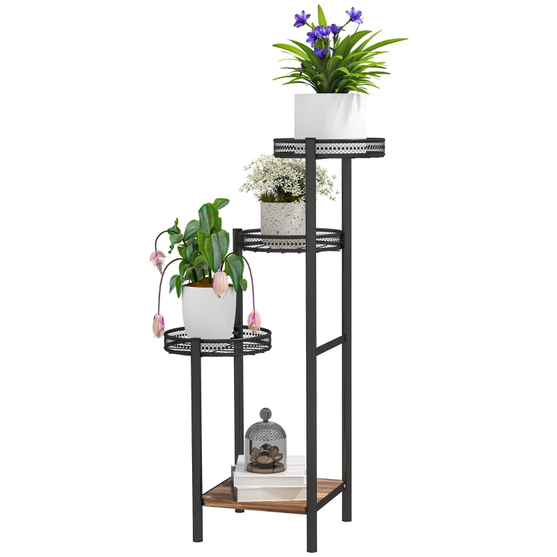 Best Four-Tier Steel Plant Stand - Black - Image 11