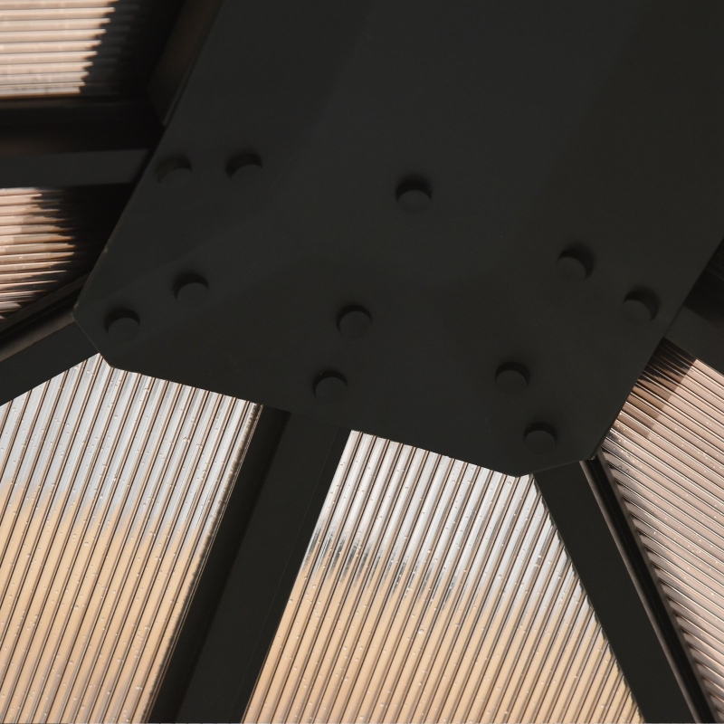 Best 3 x 4m Hardtop Gazebo Canopy with Polycarbonate Roof, Aluminium Frame, Permanent Pavilion Garden Gazebo with Netting and Curtains - Grey - Image 9