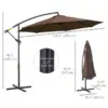 Best 2.45m Overhanging Cantilever Parasol, Heavy Duty Waterproof Garden Umbrella with Cross Base, Brown - Image 3