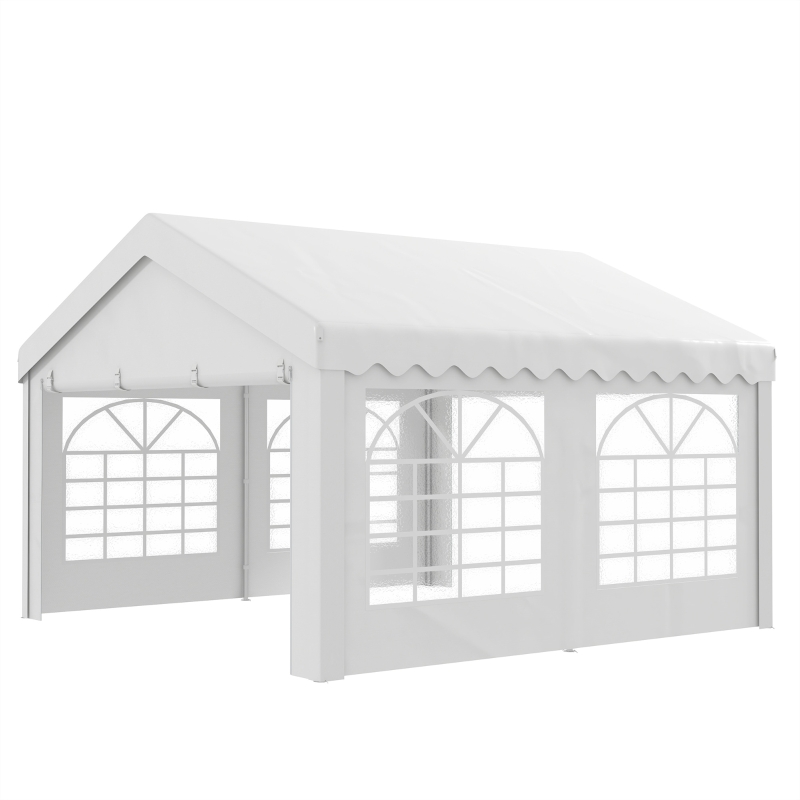 Best 4m x 4m Marquee Party Tent Wedding Canopy, Pop Up Gazebo with Sidewalls, Doors, Windows, Galvanised Garden Gazebo for Parties Events, White - Image 11