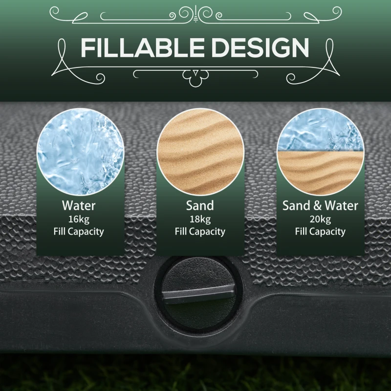 Best 20kg Garden Parasol Base with Wheels Heavy Duty Sand or Water Filled Patio Umbrella Base for Outdoor Deck Beach Black - Image 5