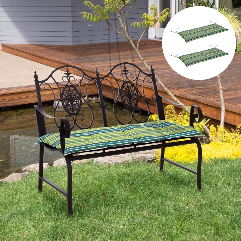 Best Polyester Set Of 2 Swing Chair Cushion Green Stripes - Image 11