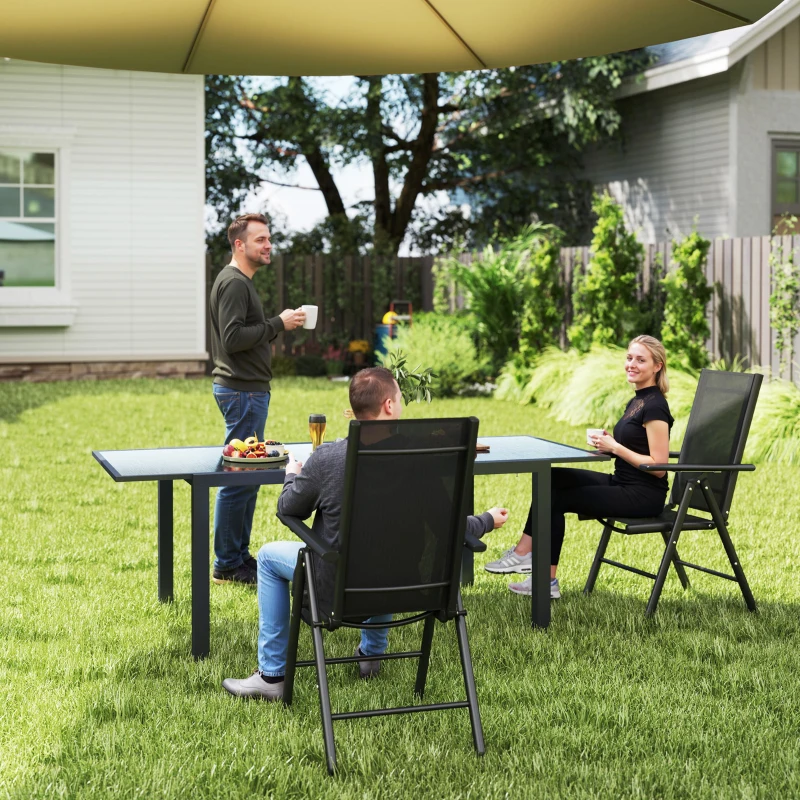 Best Set of 2 Folding Chair, Aluminium Frame Outdoor Camping Chairs with Breathable Mesh Back and Seat, Garden Chair Set with Armrests for Balcony, Black - Image 2