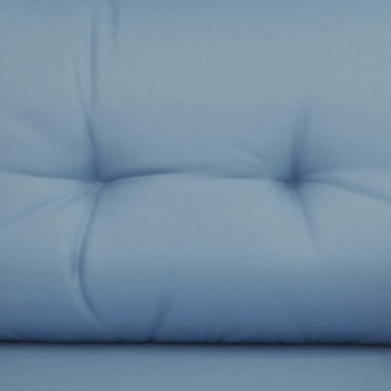 Best 5 Pieces PE Rattan Garden Furniture Set, Wicker Outdoor Sofa Set w/ 2 Armchairs 2 Stools Glass Top Table Cushions, Blue - Image 8