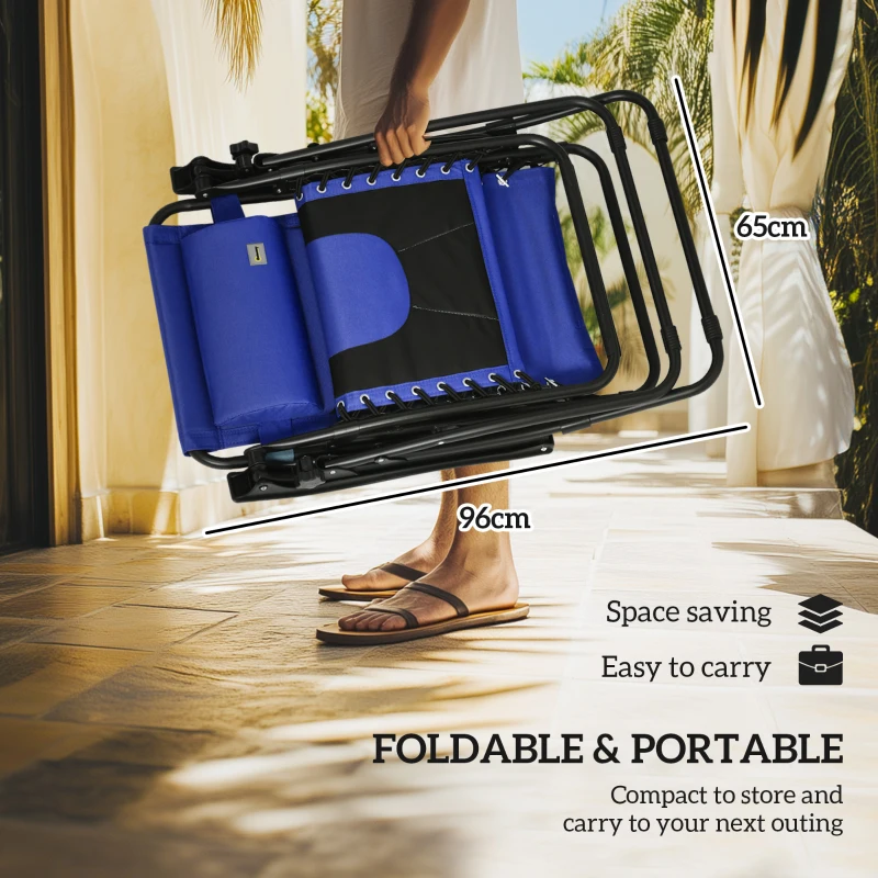 Best Zero Gravity Lounger Chair Set of 2, Folding Reclining Patio Chair with Shade Cover, Cup Holder, Soft Cushion and Headrest for Poolside, Camping, Blue - Image 7