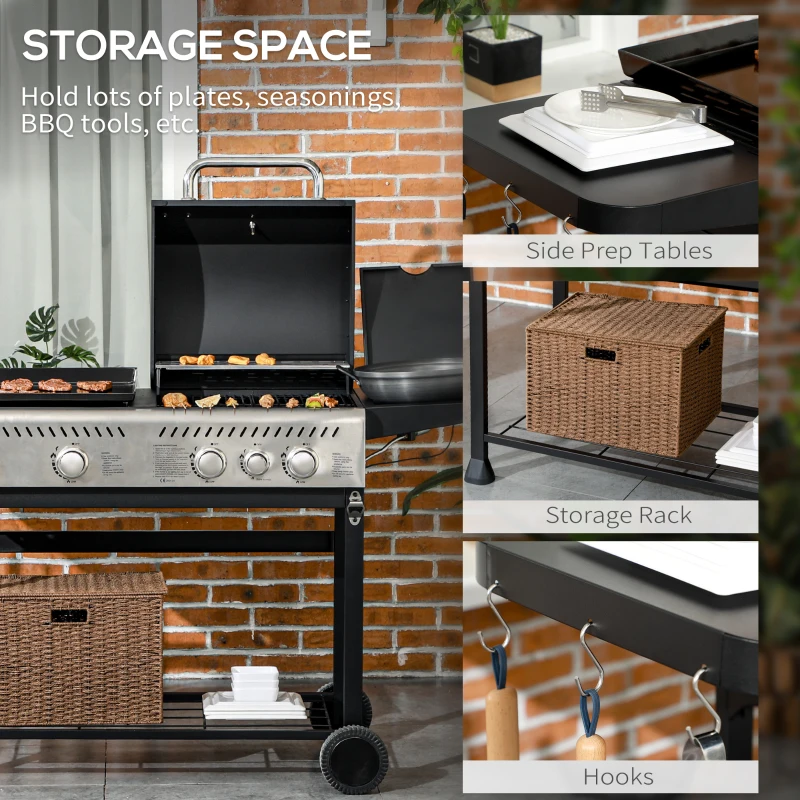 Best 15kW Deluxe Duo Gas BBQ, with Grill, Plancha and Side Burner - Black - Image 7