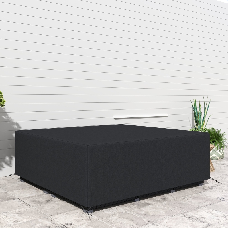 Best 600D Oxford Outdoor Garden Furniture Sofa Set Cover, Waterproof Anti-UV Rattan Sun Lounger Protection Protector Cover, 225L x 210W x 70Hcm, Black - Image 9