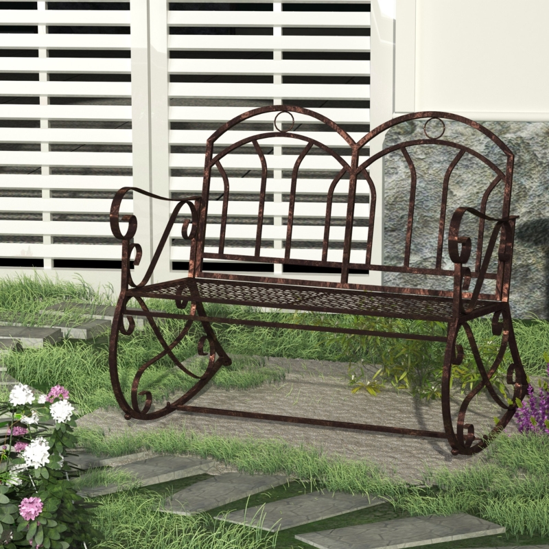 Outdoor Iron Rocking Chair-Bronze Red - Image 12