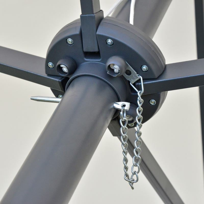 Best 4.4m Double-Sided Sun Umbrella Patio Parasol LED Solar Lights Cream White - Image 9