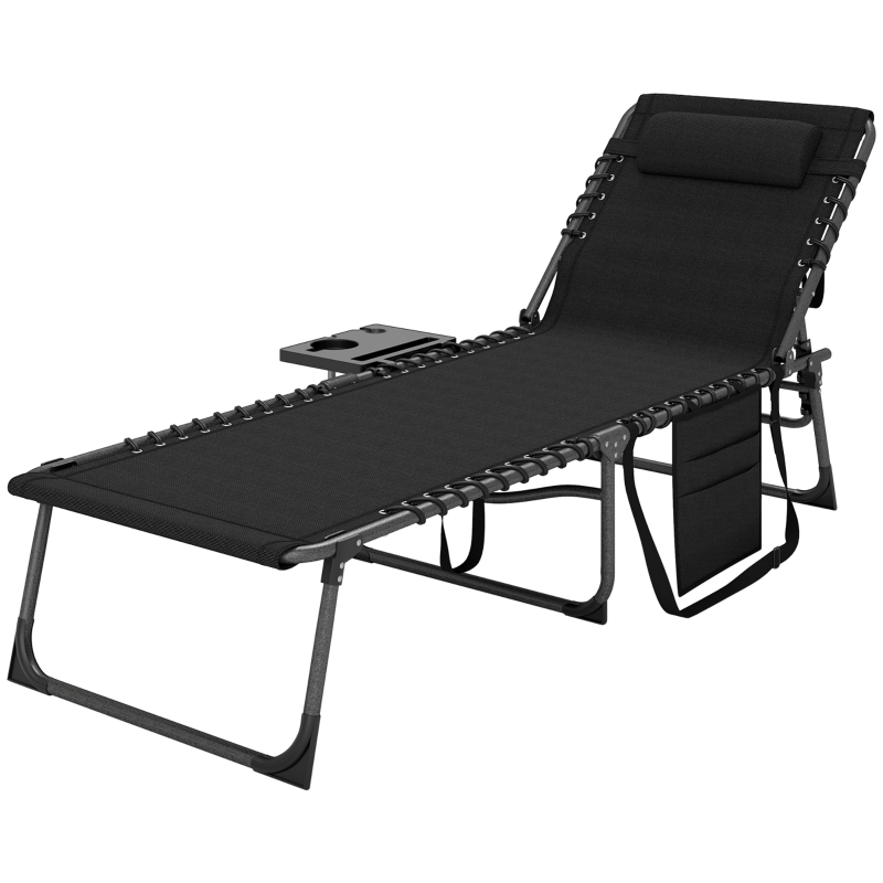 Best Five-Position Reclining Sun Lounger - Black - Image 11