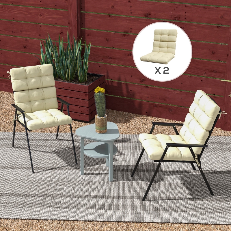 Best 2-Piece Seat Cushion Replacement with Backrest, Garden Patio Chair Cushions Set with Ties, Beige - Image 10