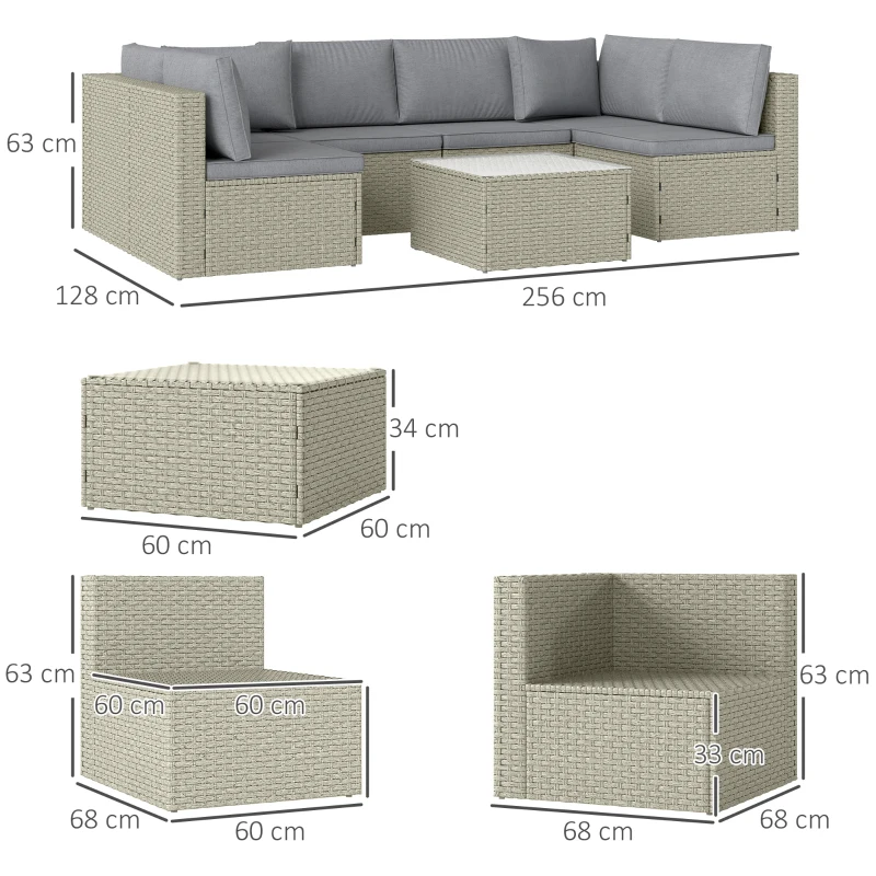 Best 7 Pieces Rattan Garden Furniture Set, 6 Seater Garden Corner Sofa with Wide Seat, Cushions and Glass Top Table, Sectional Outdoor Furniture Conservatory Set for Patio, Light Brown - Image 3
