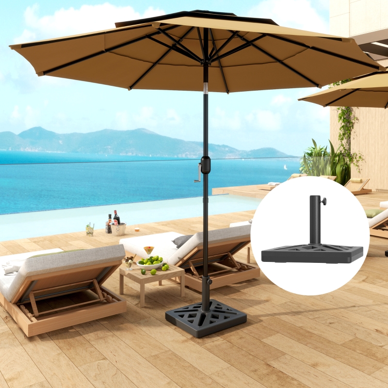 Best Garden Parasol Base, 15kg HDPE Outdoor Umbrella Stand Parasol Stand with Cut-Out Design, Sun Umbrella Base for 32, 38, 48 mm Poles, Black - Image 10