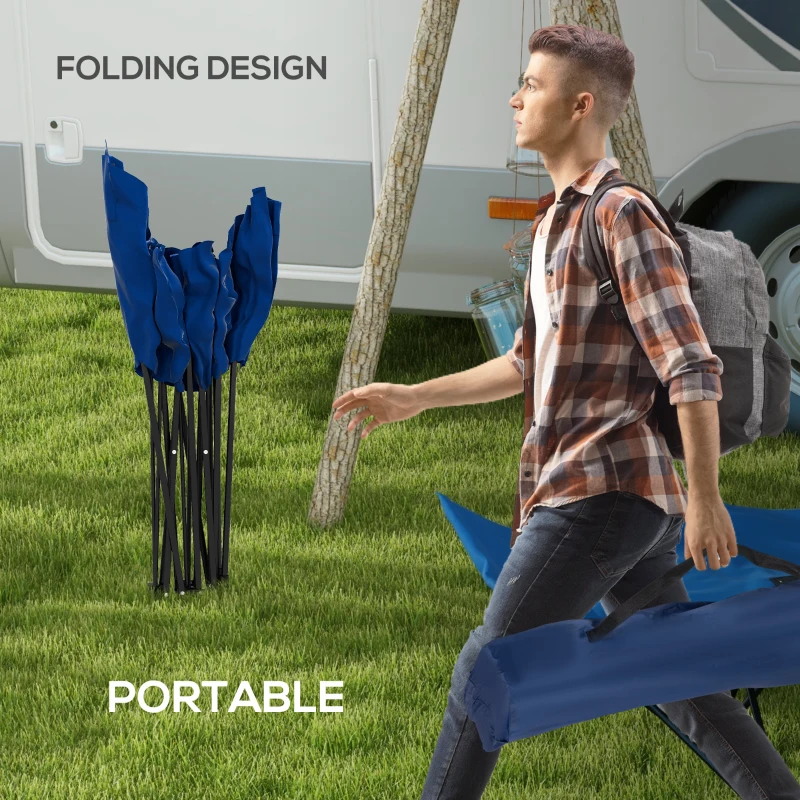 Best Foldable Sun Lounger, Outdoor Tanning Sun Lounger Chair with Side Pocket, Headrest, Oxford Seat, for Beach, Yard, Patio, Dark Blue - Image 4