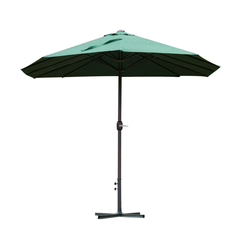 Best 4.6M Sun Umbrella Canopy Double-sided Crank Sun Shade w/ Cross Base Dark Green - Image 13