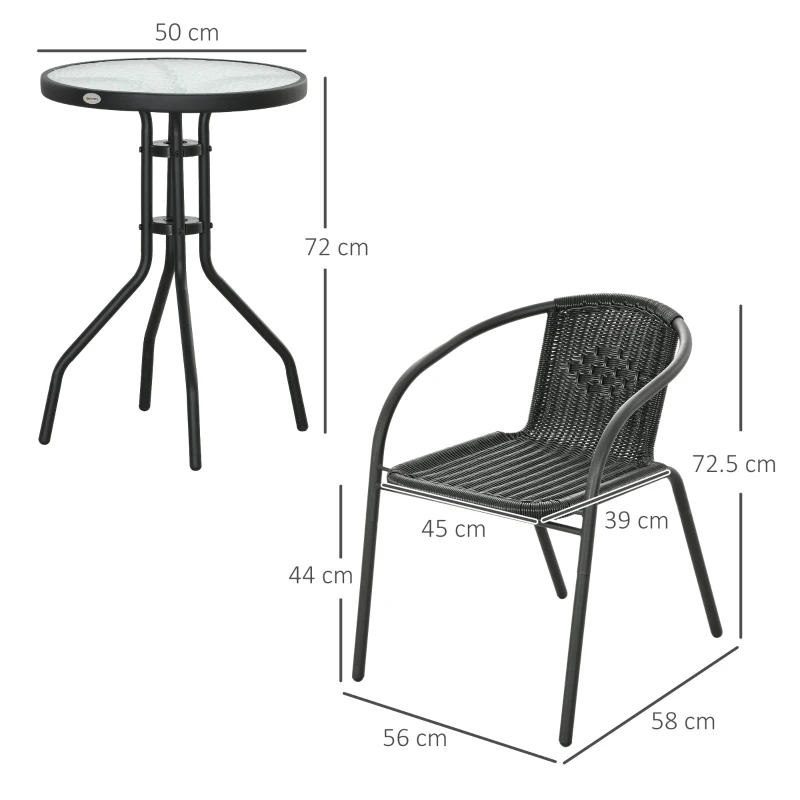 Best 3 Pieces Rattan Bistro Set - Black - Image 3