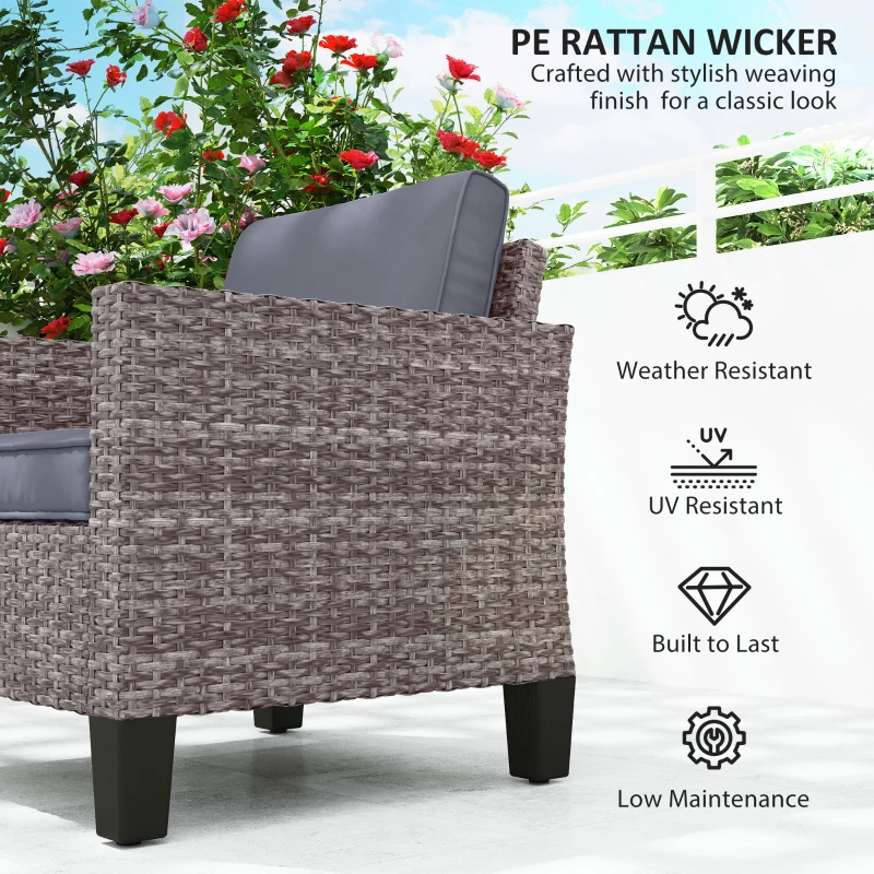 Best Single Rattan Armchair, with Cushions - Mixed Grey - Image 4