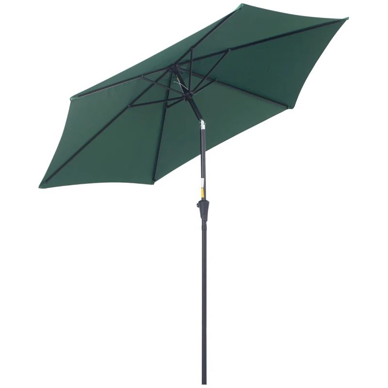 Best 2.6M Garden Parasol Umbrella with Tilt and Crank, Outdoor Sun Parasol Sunshade Shelter with Aluminium Frame, Green