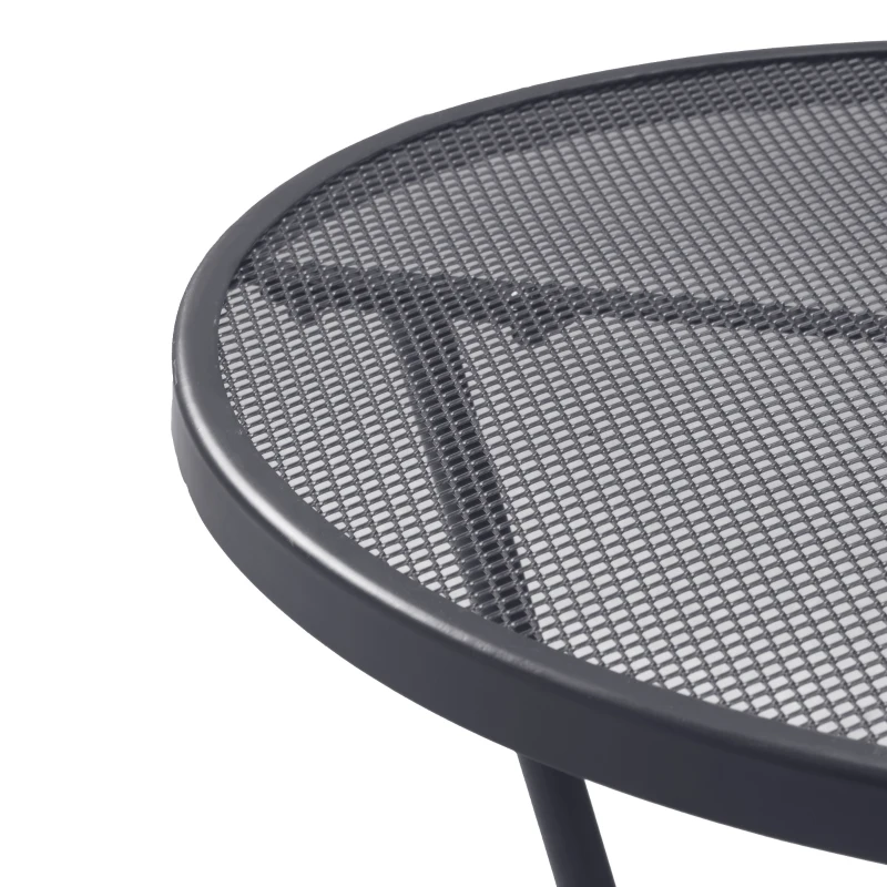Best 60cm Round Garden Dining Table Metal Outside Bistro Table with Mesh Tabletop for Garden Balcony Deck, Dark grey - Image 7