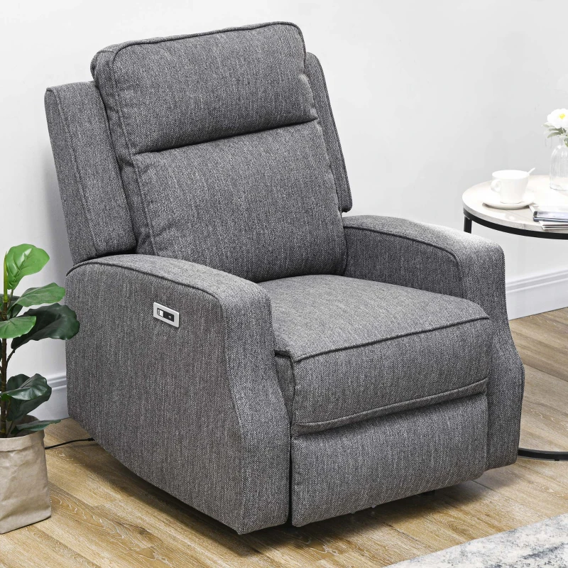 Best 150° Electric Reclining Chair, with USB port and Footrest - Charcoal Grey - Image 2