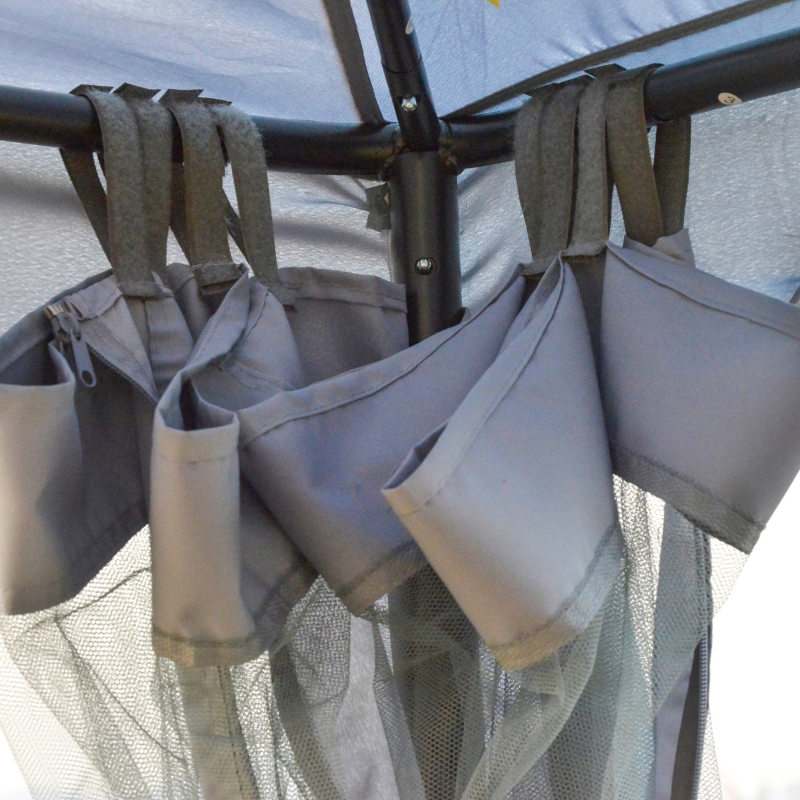 Best 3 x 3 m Metal Gazebo, Garden Pavillion, Double Roof Outdoor Canopy Shelter with Mesh Sidewalls, Grey - Image 9