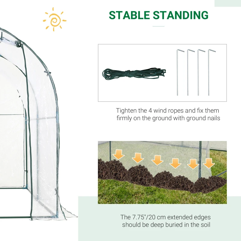 Best Walk-in Polytunnel Greenhouse with Roll-up Door Transparent Tunnel Greenhouse with Steel Frame and PVC Cover, 2.5 x 2m - Image 5