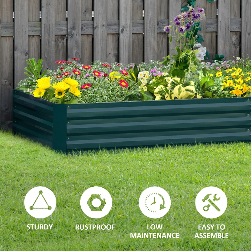 Best Metal Raised Garden Bed Planter Box Outdoor Planters for Growing Flowers, Herbs, Green, 241x90.5x30cm - Image 6