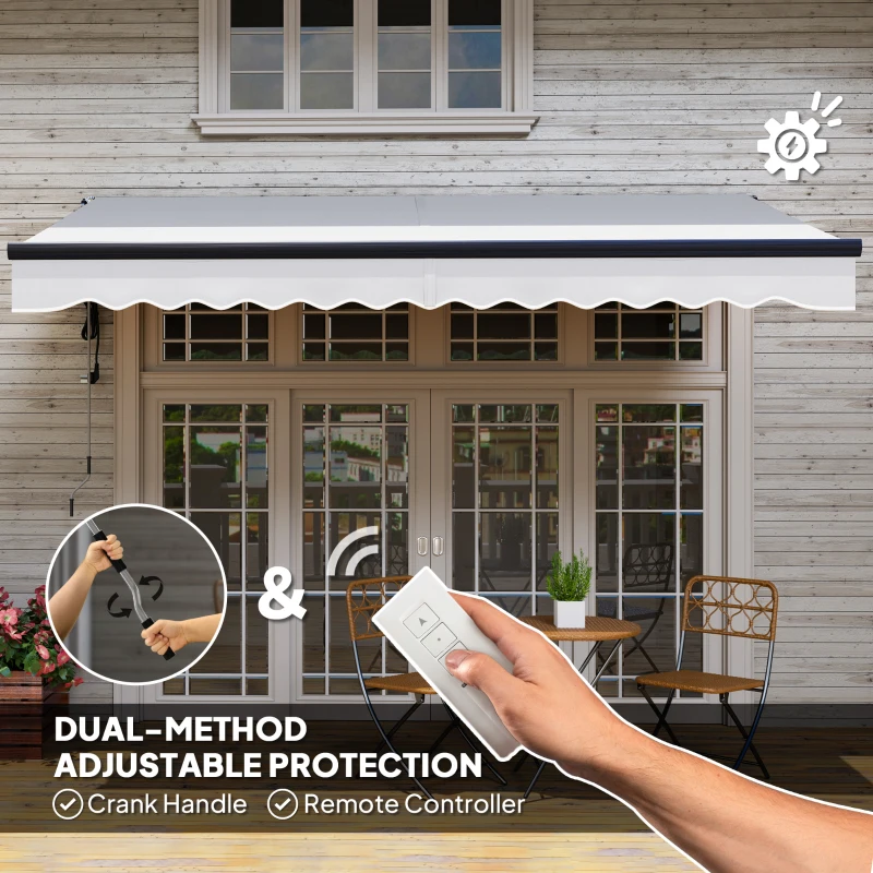 Best 3.5 x 3(m) Electric Awning with Remote Controller, Aluminium Frame DIY Retractable Awning, UV30+ Sun Shade Canopy for Garden Patio Deck Door Window, Light Grey - Image 4