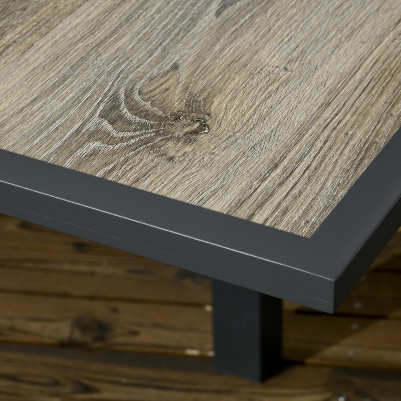 Best Extending Garden Table, Outdoor Dining Table for 6, Aluminium Frame Rectangular Patio Table with Plastic Board Tabletop,80/160L x 80W x 75H cm, Beige - Image 9