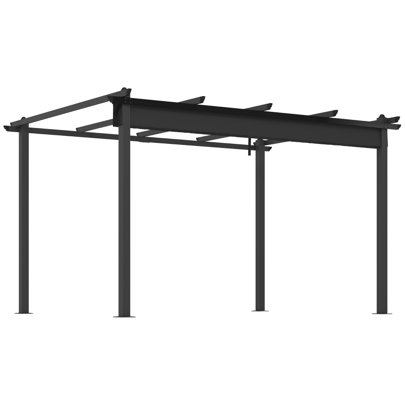 Best 3 x 4m Aluminium Pergola, with Retractable Roof - Dark Grey - Image 11