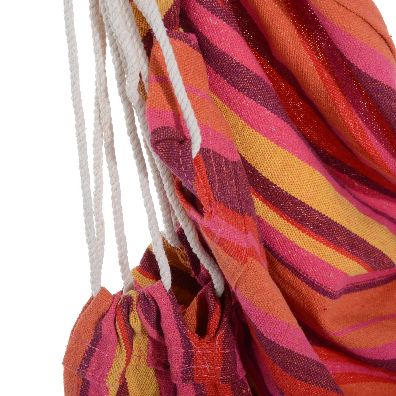 Best Outdoor Hanging Rope Chair with Cotton Rope, Garden Hammock Chair with Wooden Support Bar Cotton Cloth, Portable Garden Chair for Patio & Tree, Red - Image 8