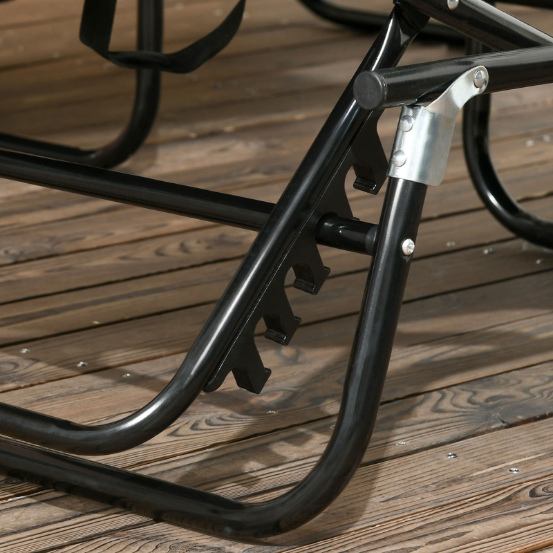 Best Set of Two Folding Sun Loungers, with Adjustable Backs and Sun Canopies - Grey - Image 9