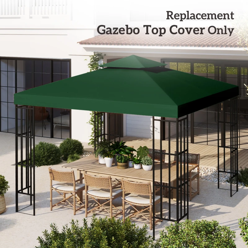 Best 3(m) Gazebo Top Cover Double Tier Canopy Replacement Pavilion Roof Dark Green - Image 7