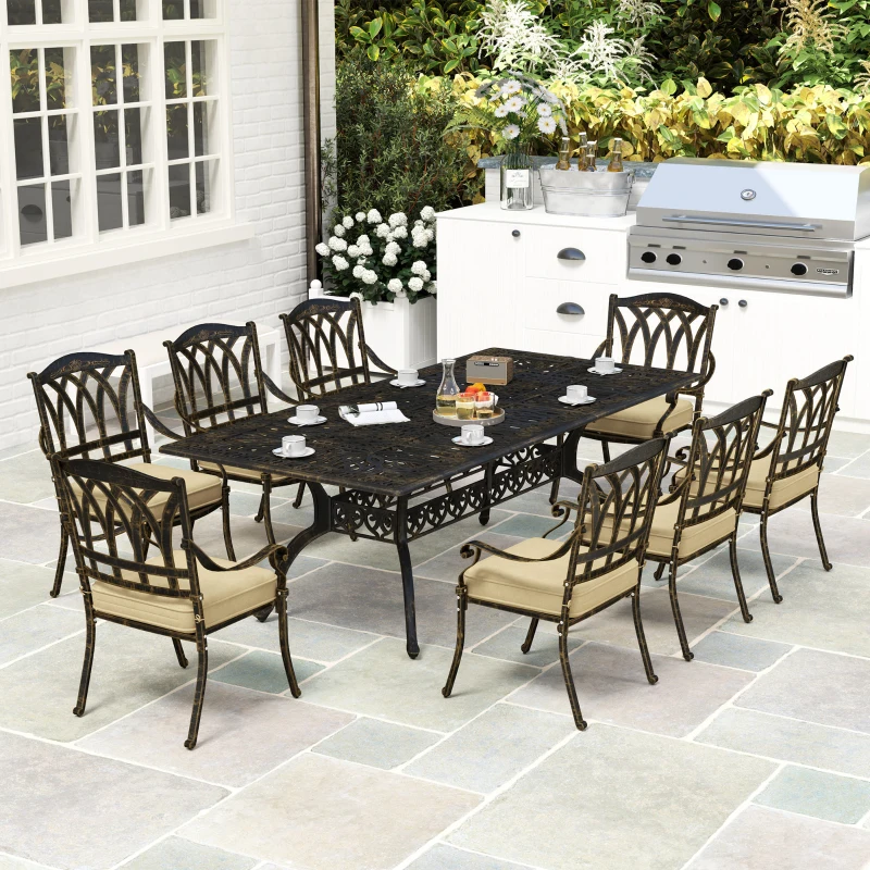 Best Nine-Piece Cast Aluminium Garden Dining Set - Bronze Tone - Image 8