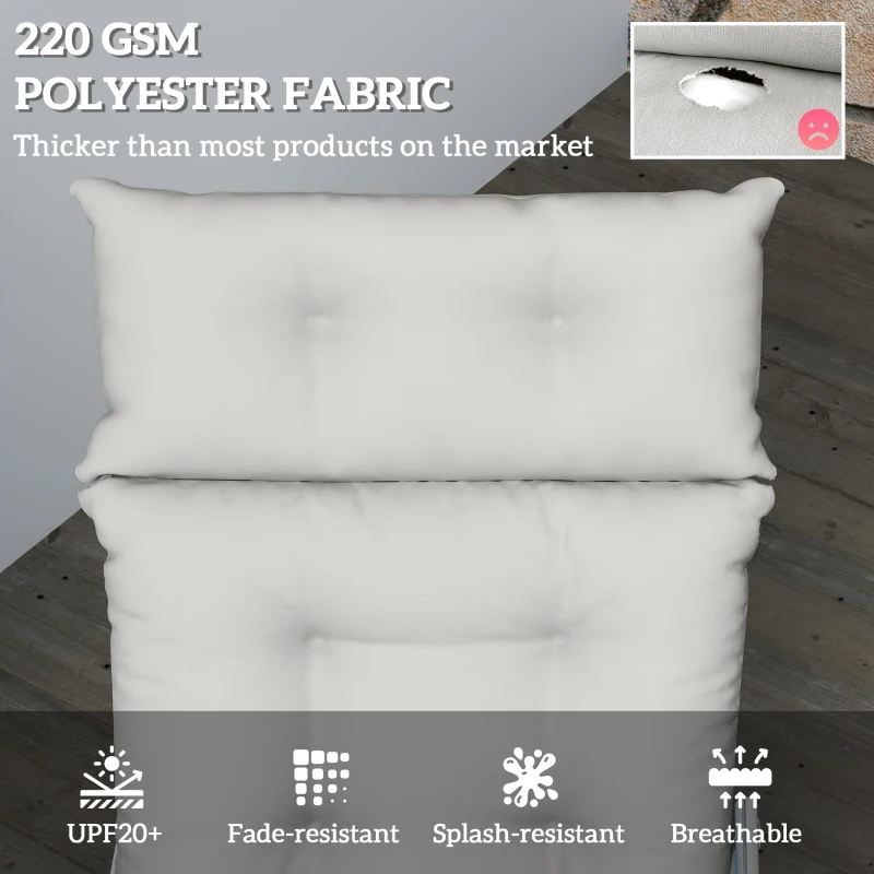 Best Sun Lounger Cushions Only, 190x56x10cm Garden Lounge Chair Cushions, UPF20+ 220gsm Fabric, Thick Sunbed Replacement Pads with 6 Ties, Light Grey - Image 4